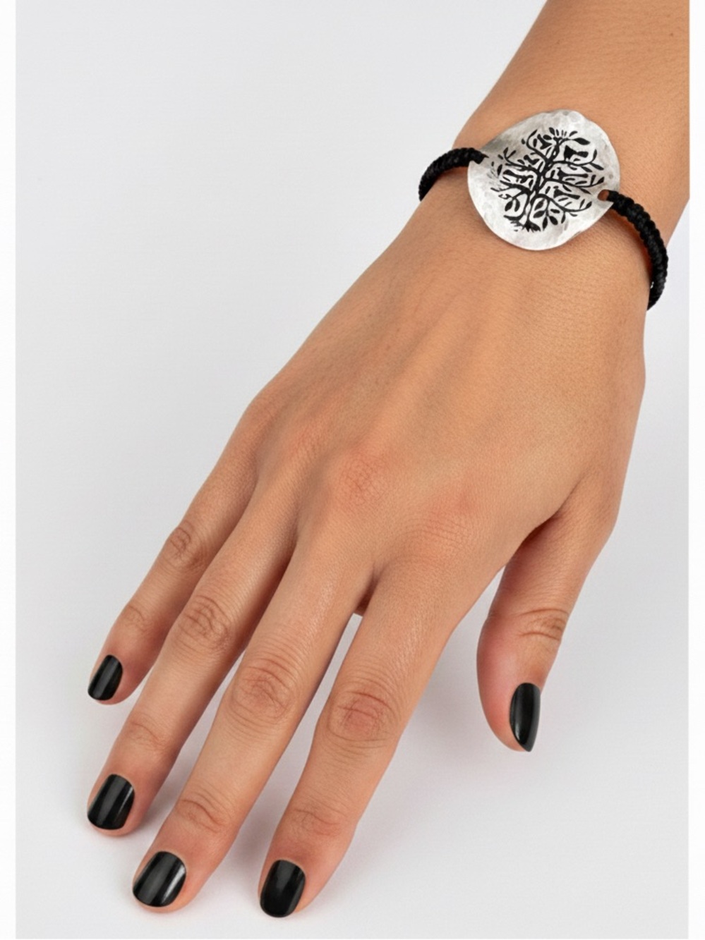 TAI JEWELRY Sterling Silver “Tree of Life” Wavy Disc Braided Bracelet